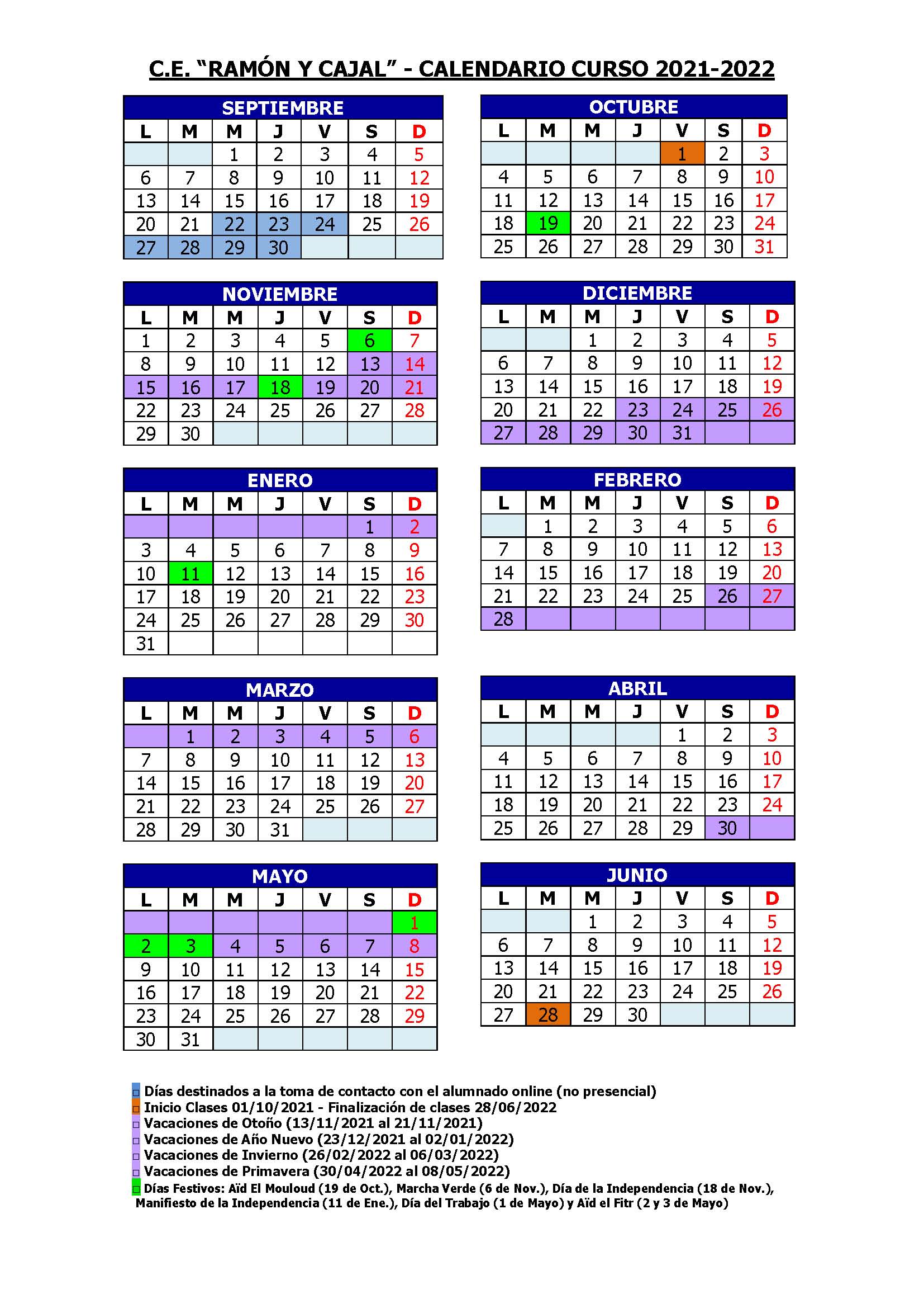 Calendario Escolar 2020-2021